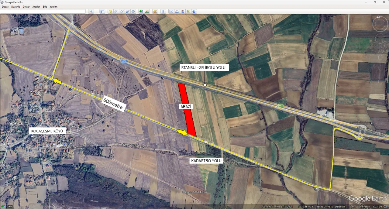 ÇANAKKALE GELİBOLU KOCAÇEŞME'DE 13,374m2 DENİZ MANZARALI TARLA - görsel 21