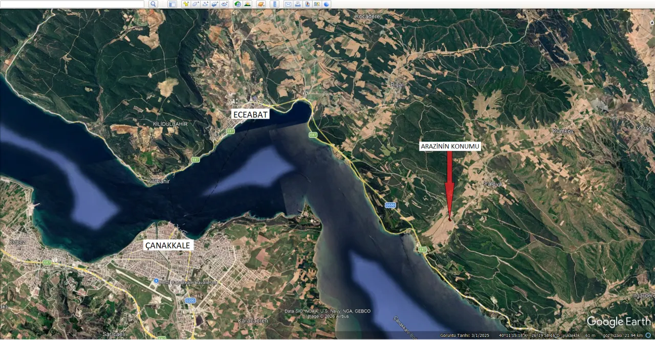 ÇANAKKALE ECEABAT YALOVA KÖYÜNDE 6.061 m² YATIRIMLIK TARLA - görsel 23