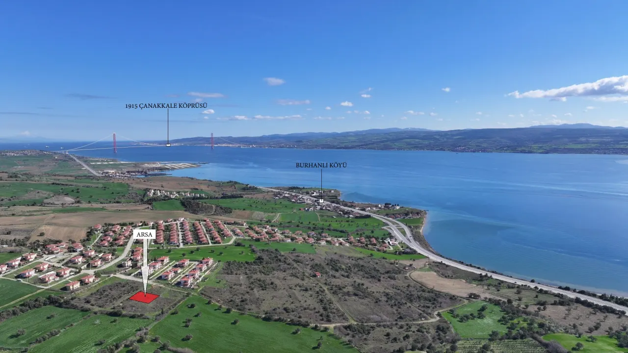 ÇANAKKALE GELİBOLU BURHANLI'DA BOĞAZ MANZARALI 508m2 ARSA - görsel 2