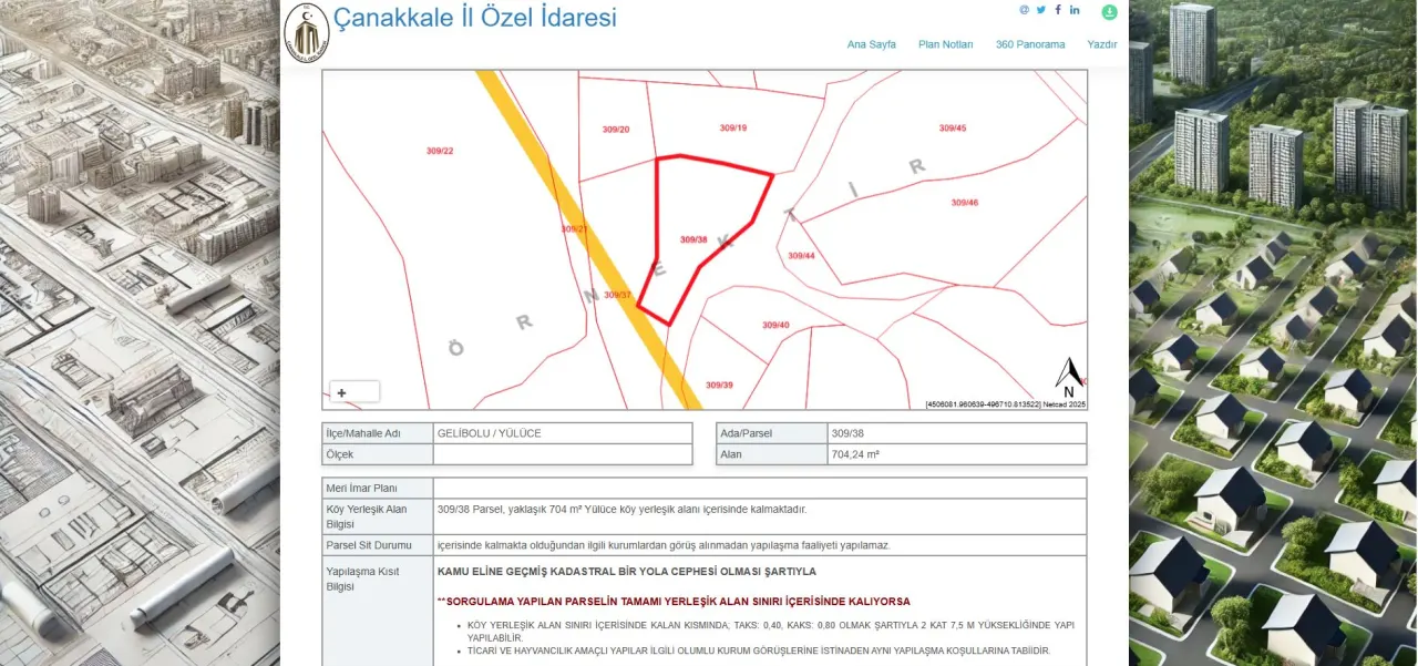 ÇANAKKALE GELİBOLU YÜLÜCE'DE 704m2 MÜSTAKİL TAPULU İMARLI ARSA - görsel 9
