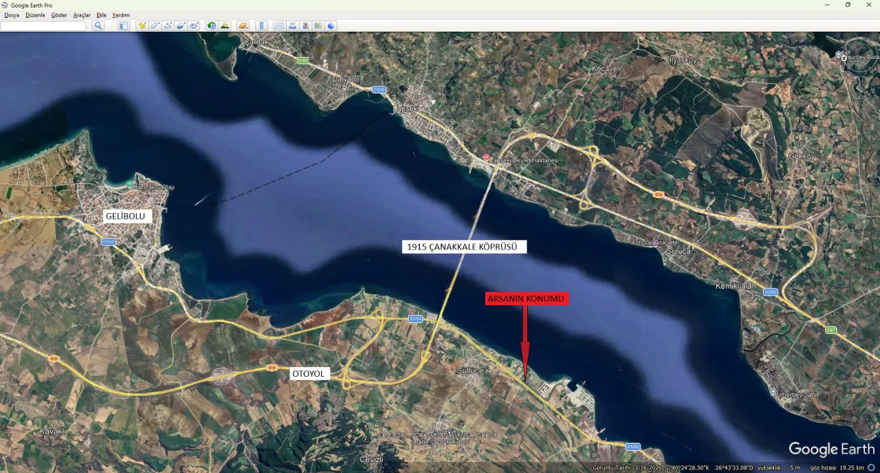 GELİBOLU SÜTLÜCEDE KÖPRÜ VE DENİZ MANZARALI 500m2 ARSA - görsel 15