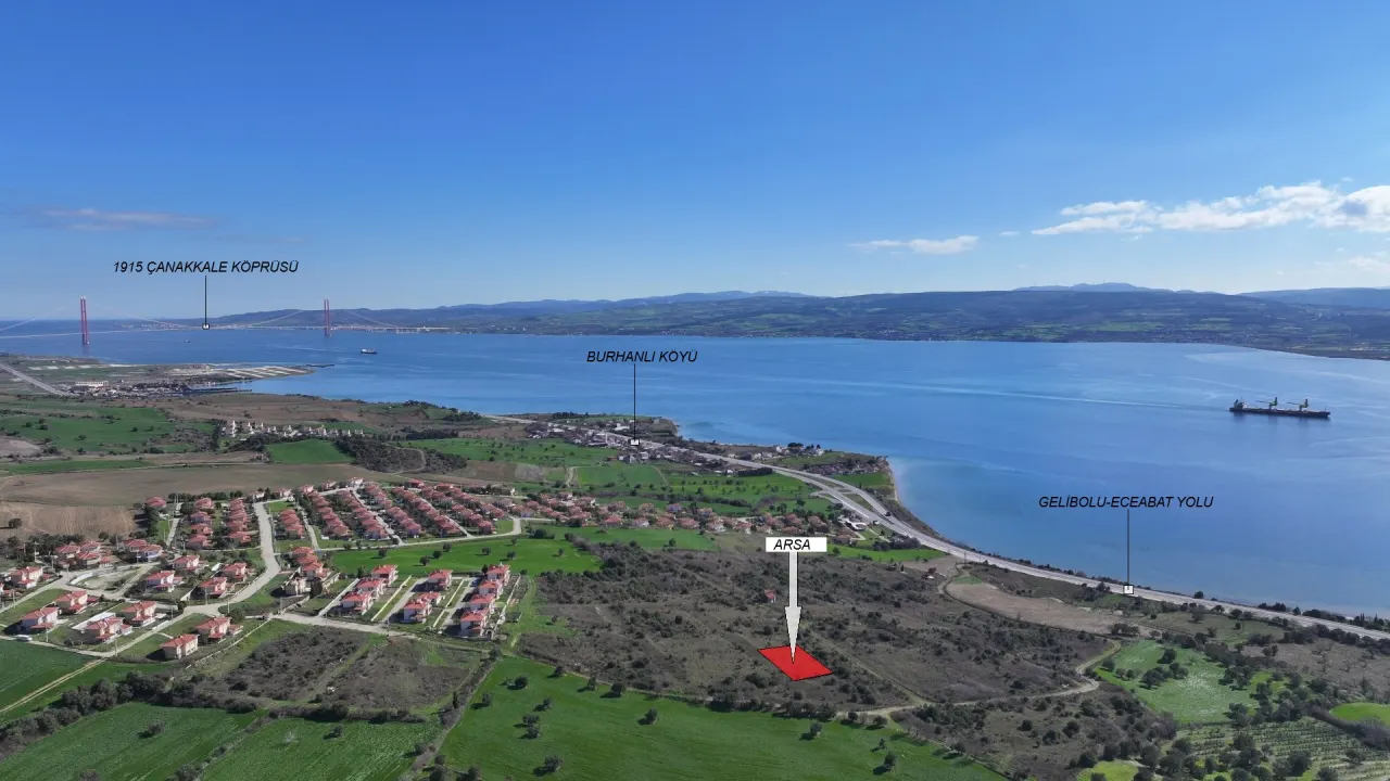 ÇANAKKALE GELİBOLU BURHANLI'DA BOĞAZ MANZARALI 474m2 ARSA - görsel 24