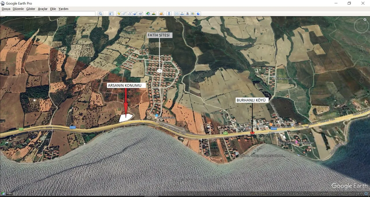 ÇANAKKALE GELİBOLU BURHANLI'DA DENİZ MANZARALI 4,408m2 ARSA - görsel 4