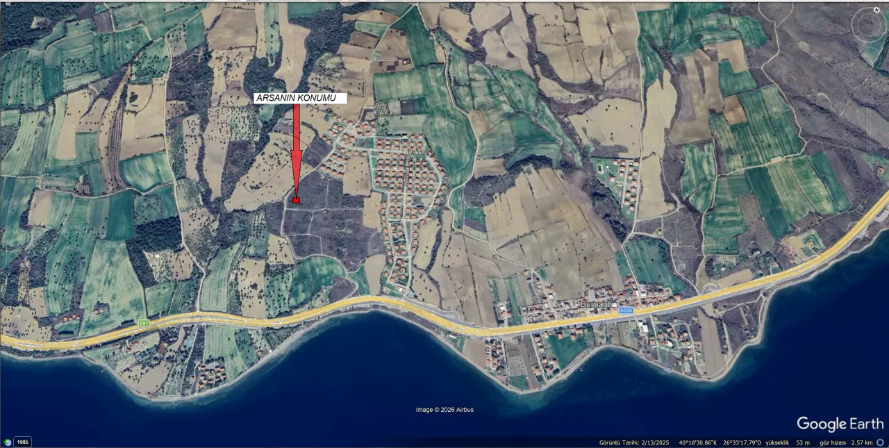 ÇANAKKALE GELİBOLU BURHANLI'DA BOĞAZ MANZARALI 474m2 ARSA - görsel 3