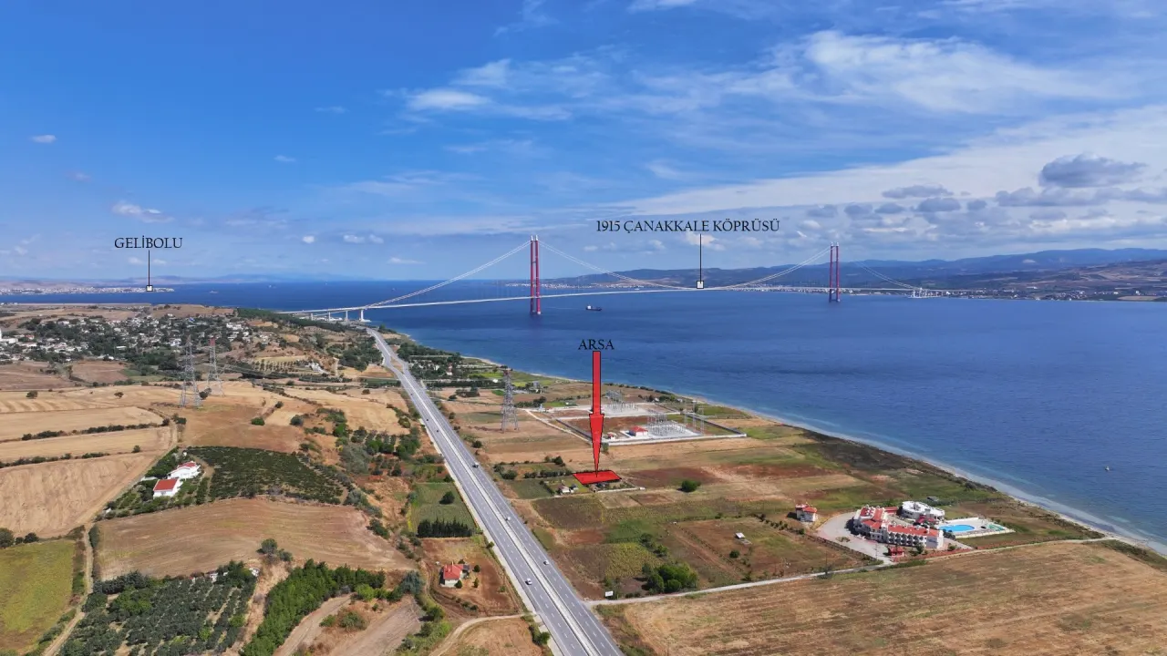 GELİBOLU SÜTLÜCE 875m2 KÖPRÜ VE DENİZ MANZARALI ARSA