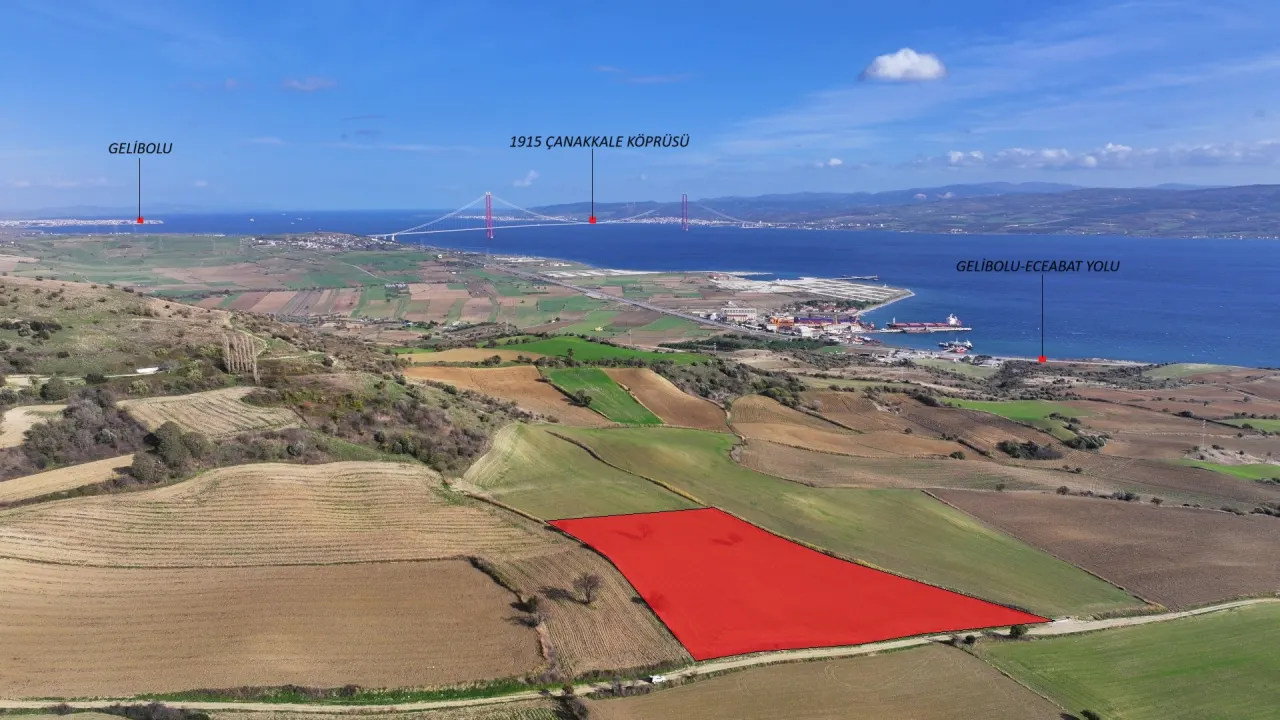 ÇANAKKALE GELİBOLU BURHANLI'DA 11,492m2 DENİZ MANZARALI TARLA