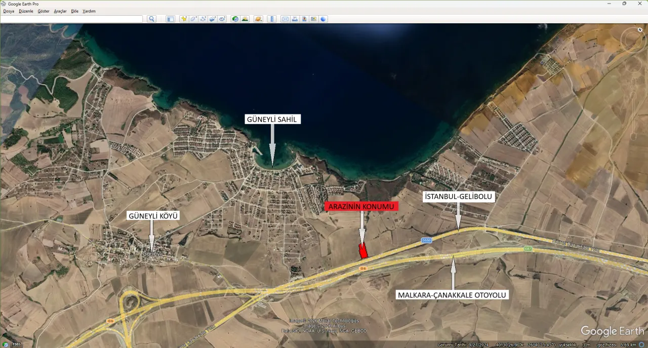 ÇANAKKALE GELİBOLU GÜNEYLİDE ANA YOLA CEPHE DENİZ MANZARALI 9,213m2 TARLA - görsel 24