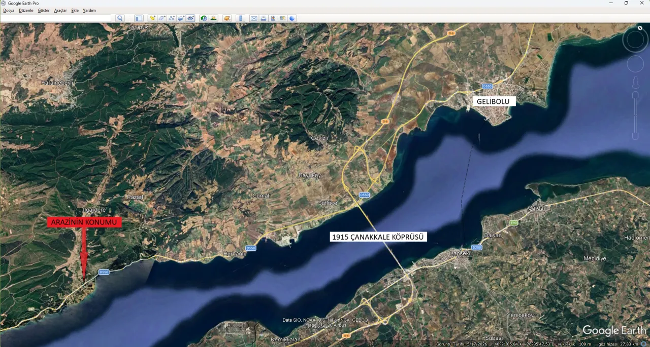 ÇANAKKALE GELİBOLU ILGARDERE'DE 1,183m2 YOLA CEPHE TARLA - görsel 13