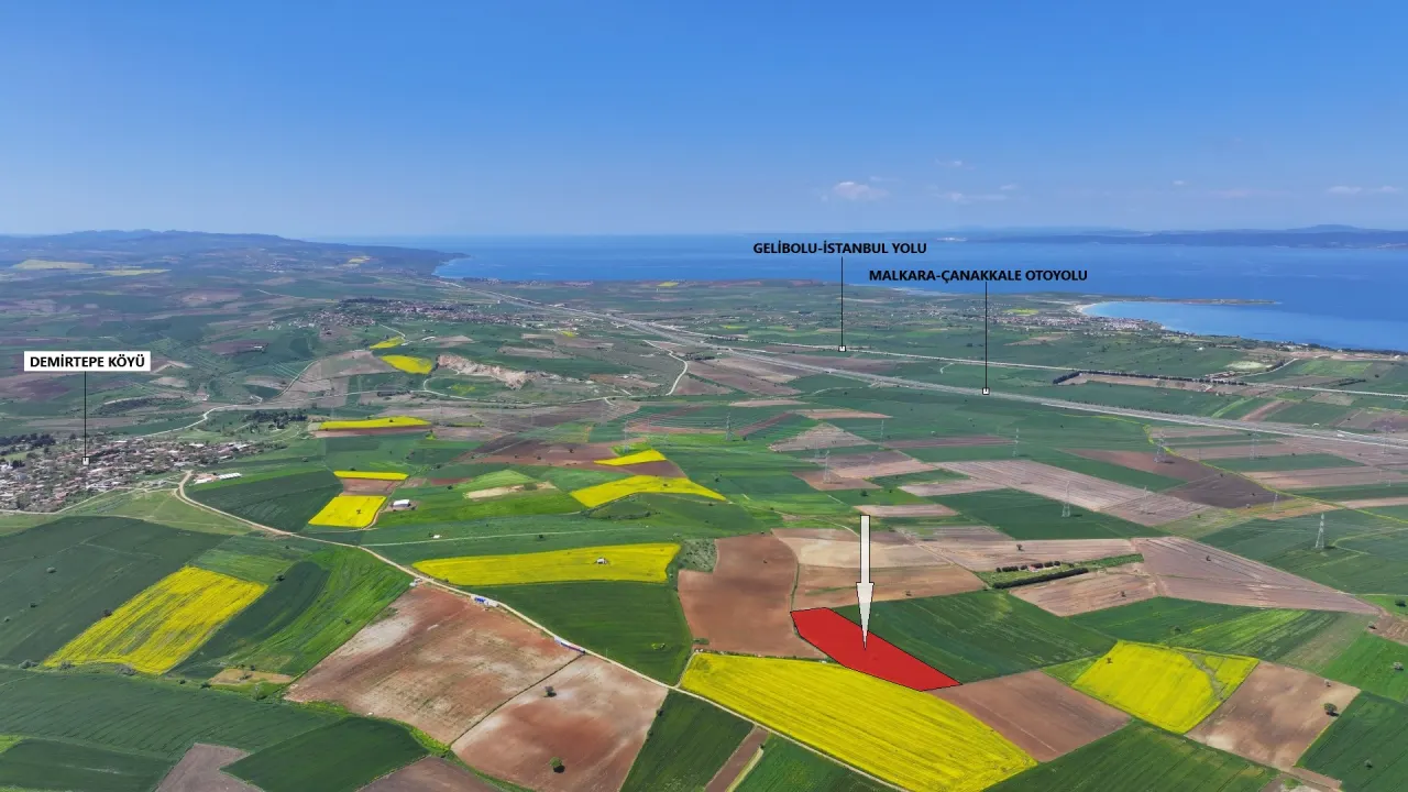 ÇANAKKALE GELİBOLU DEMİRTEPE'DE 14,223m2 MÜSTAKİL TAPULU TARLA - görsel 2