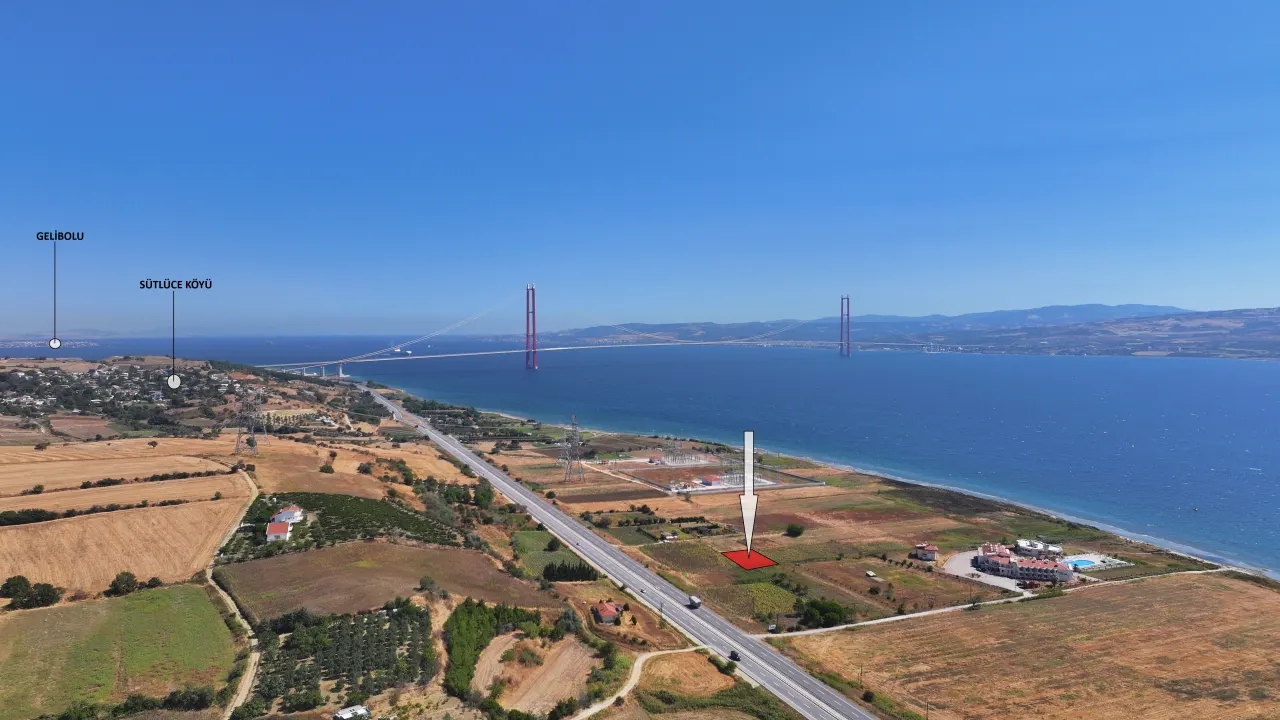 GELİBOLU SÜTLÜCEDE KÖPRÜ VE DENİZ MANZARALI 500m2 ARSA - görsel 5