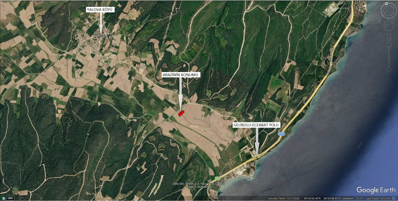 ÇANAKKALE ECEABAT YALOVA KÖYÜNDE 6.061 m² YATIRIMLIK TARLA - görsel 22