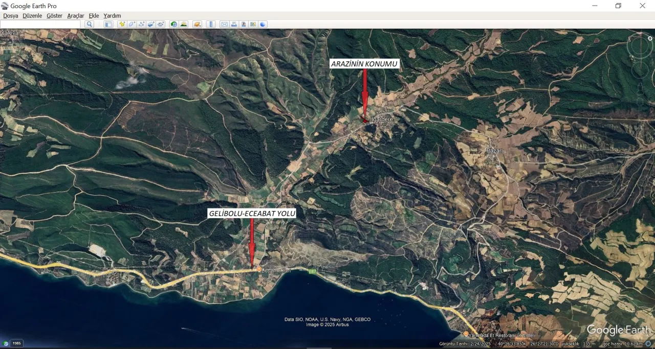 ÇANAKKALE GELİBOLU ILGARDERE'DE KÖY İÇERİSİNDE 5,140m2 TARLA - görsel 3