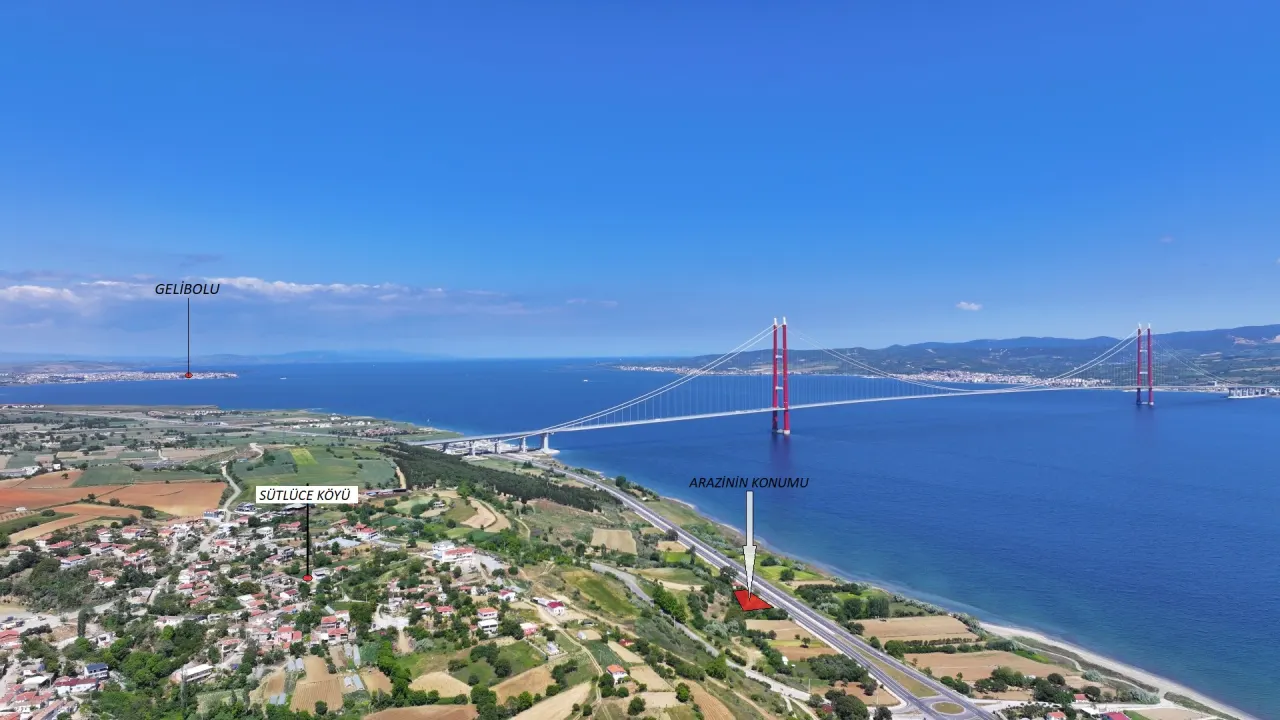 GELİBOLU SÜTLÜCE'DE KÖPRÜ VE BOĞAZ MANZARALI 1,070m2 ARAZİ - görsel 18