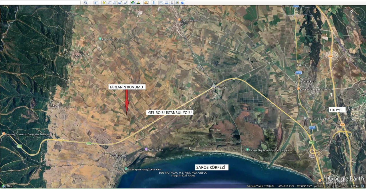 Çanakkale Gelibolu Şadıllı Köyünde Müstakil Tapulu 1,471m2 Tarla - görsel 16