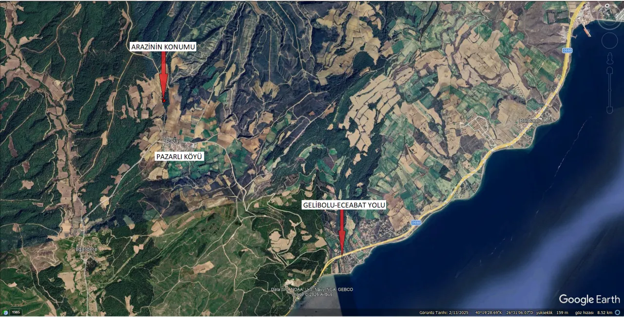 ÇANAKKALE GELİBOLU PAZARLI'DA KÖYE YAKIN MESAFEDE 2,050m2 TARLA - görsel 16