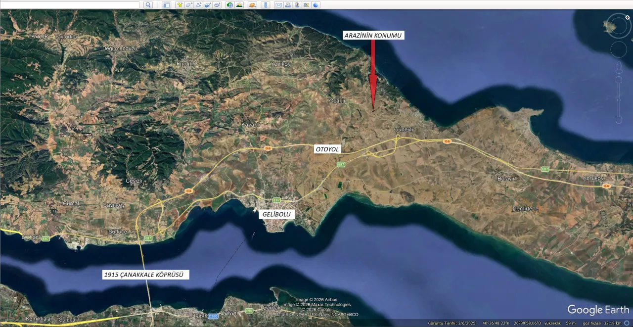 GELİBOLU GÜNEYLİ'DE SAROZ DENİZİ MANZARALI 5,806m2 TARLA - görsel 8