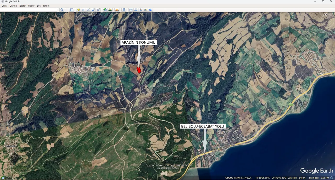 ÇANAKKALE GELİBOLU PAZARLI'DA MÜSTAKİL TAPULU 6,964m2 TARLA - görsel 17