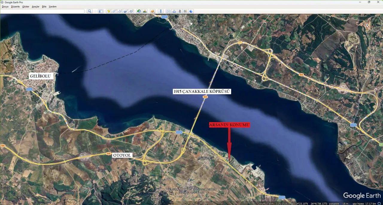 GELİBOLU SÜTLÜCE 875m2 KÖPRÜ VE DENİZ MANZARALI ARSA - görsel 24