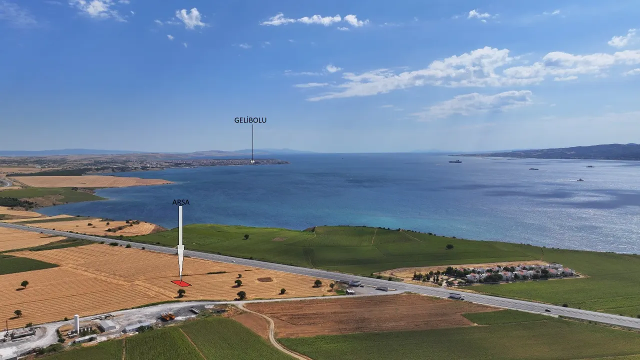 ÇANAKKALE GELİBOLU SÜTLÜCE'DE KÖPRÜ VE BOĞAZ MANZARALI 258m2 ARSA - görsel 3