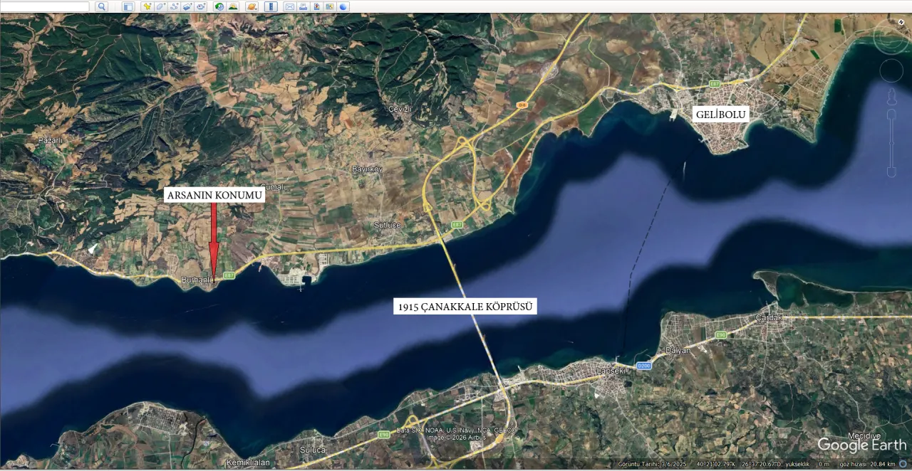 ÇANAKKALE GELİBOLU SÜTLÜCEDE KÖPRÜ VE DENİZ MANZARALI 516m2 ARSA - görsel 8