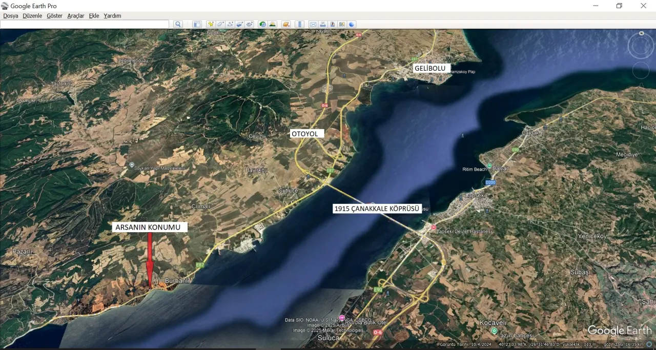 ÇANAKKALE GELİBOLU BURHANLI'DA DENİZ MANZARALI 4,408m2 ARSA - görsel 3