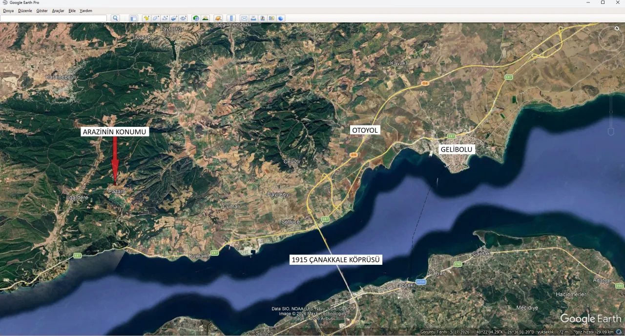 ÇANAKKALE GELİBOLU PAZARLIDA MÜSTAKİL TAPULU 6,493m2 TARLA - görsel 17