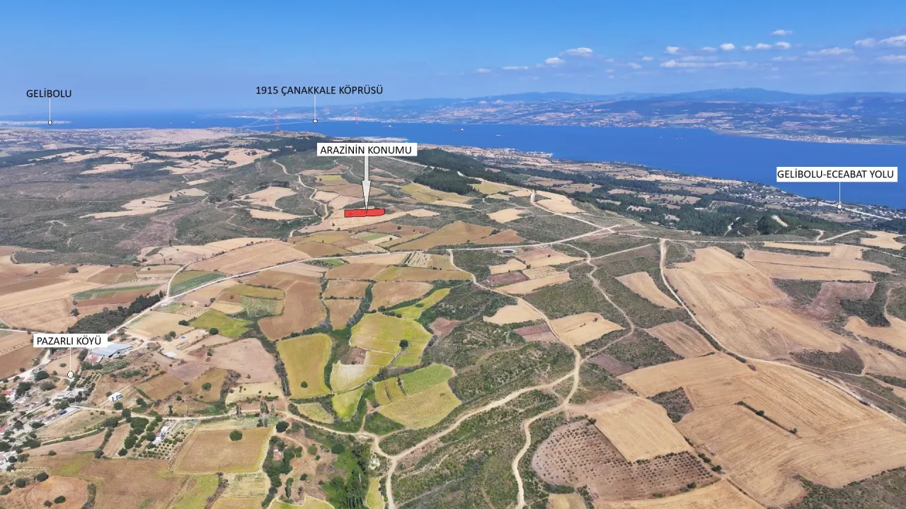 ÇANAKKALE GELİBOLU PAZARLI'DA MÜSTAKİL TAPULU 6,964m2 TARLA - görsel 4