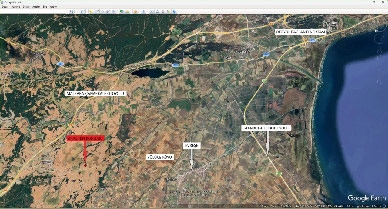 ÇANAKKALE GELİBOLU YÜLÜCE'DE KÖYE YAKIN MESAFEDE 6,808m2 TARLA - görsel 14