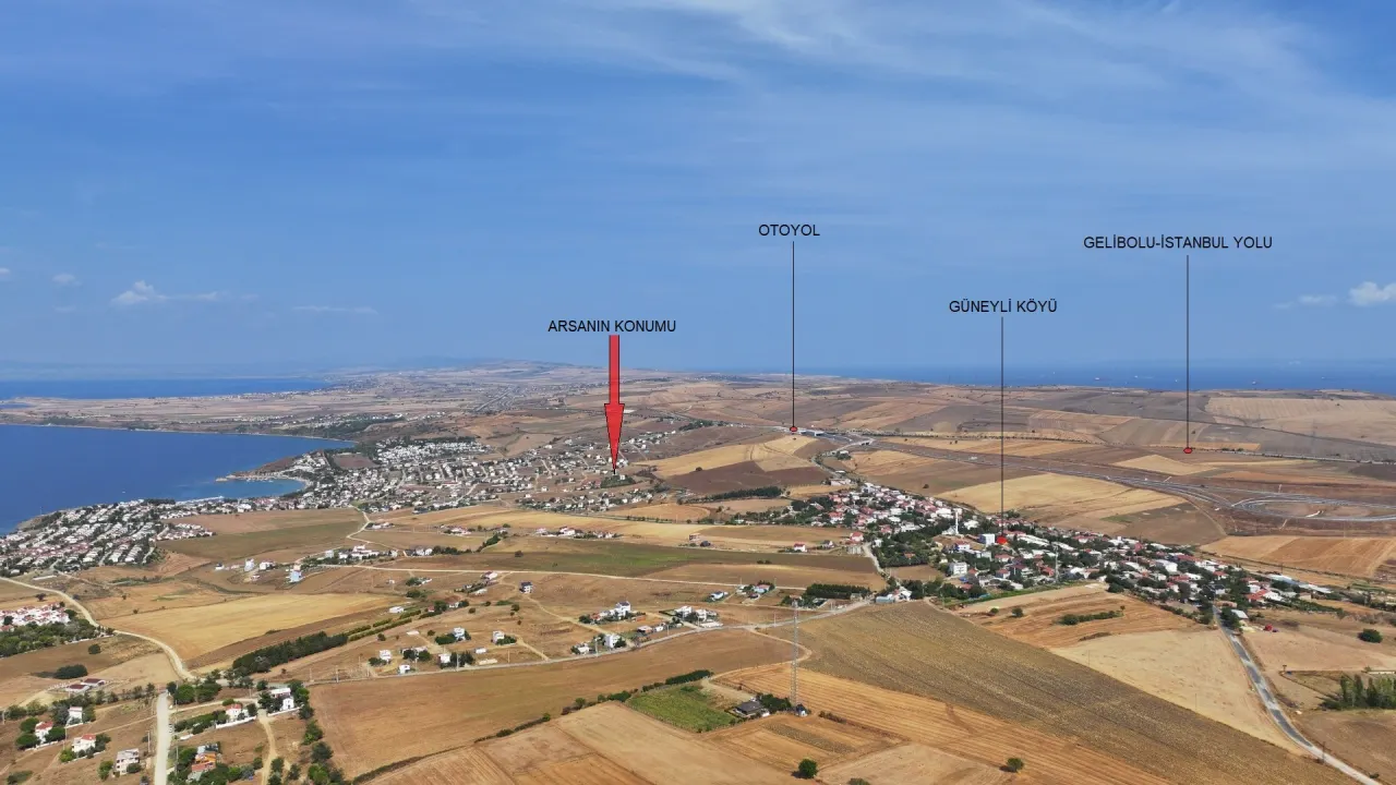 ÇANAKKALE GELİBOLU GÜNEYLİ'DE DENİZ MANZARALI 700m2 ARSA - görsel 2